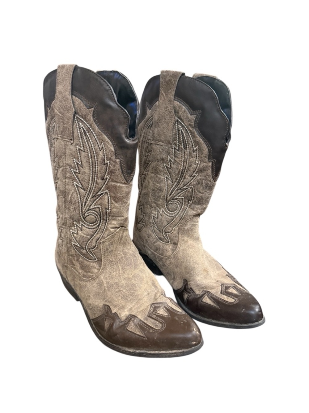 Mojo Moxy Two-Tone Brown and Tan Women's Western Heeled Boots